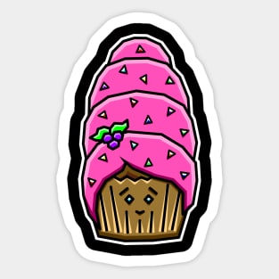 Cute Cupcake with Beehive Hairstyle in Pink Icing - Sprinkls and All - Cupcake Sticker